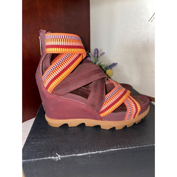 Sorel Womens Joanie II Wedge Sandals Size 8 Multi-Color Strappy Design With Zi - Picture 7 of 9